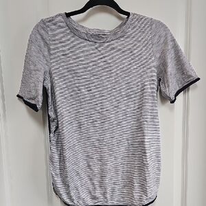 LOFT Navy And Gray Fitted Cuffed Sleeve Tee